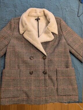 Petite Studio Plaid Pea Coat